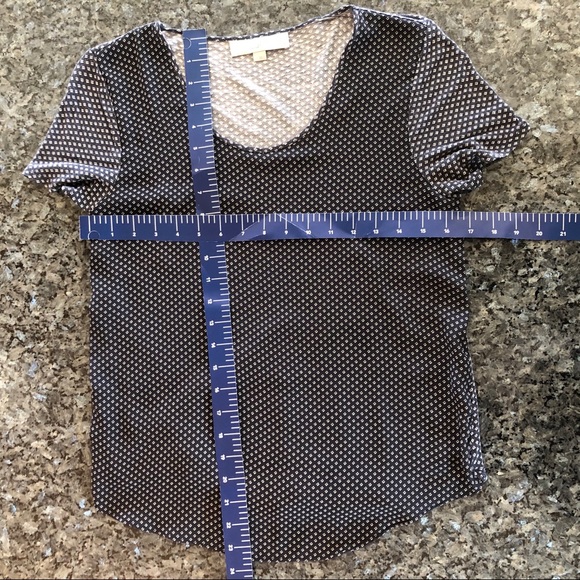 LOFT Navy & White Mixed Media Geo Dot Printed Top - Picture 6 of 6